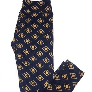 LuLaRoe Women's Leggings Blue Yellow Diamond Print